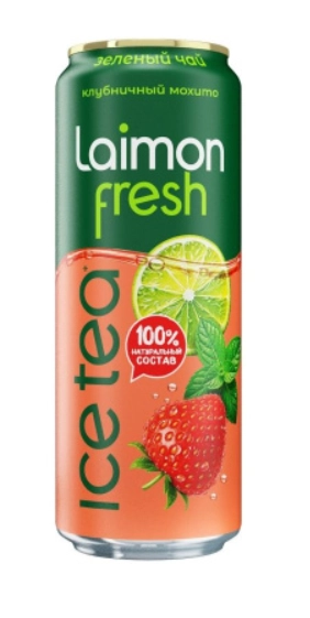 Холодный чай LAIMON FRESH "Клубничный мохито" зеленый 0.45 л