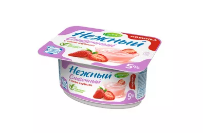 Йогурт НЕЖНЫЙ "Сливочный" с соком клубники 100 г 5,0%