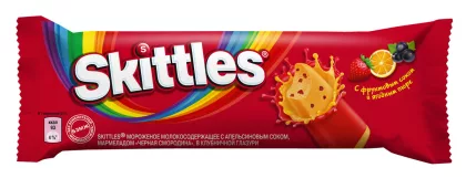 Мороженое SKITTLES "Черная смородина" с апельсиновым соком, мармеладом в клубничной глазури 64 г