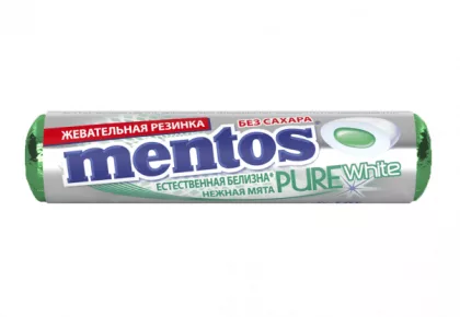 Жевательная резинка MENTOS Pure white нежная мята без сахара 16 г