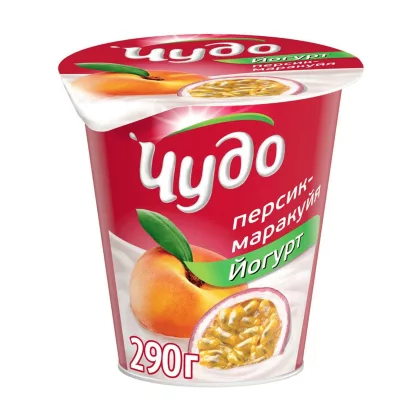Йогурт густой ЧУДО со вкусом персик-маракуйя 290 г 2,5%