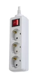 Удлинитель PERFEO "Powermate" с выключателем 1,8м (арт. PF-PM-3/1,8-W) белый трехместный с заземлением