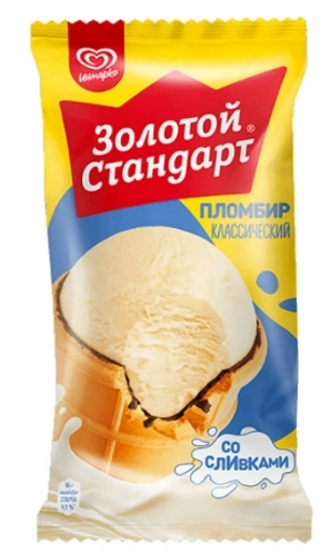 Мороженое ЗОЛОТОЙ СТАНДАРТ "Пломбир" на цельном молоке и сливках 95 г