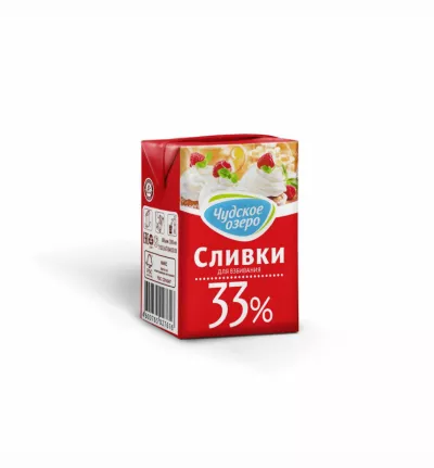 Сливки ЧУДСКОЕ ОЗЕРО ультрапастеризованные 200 мл 33%