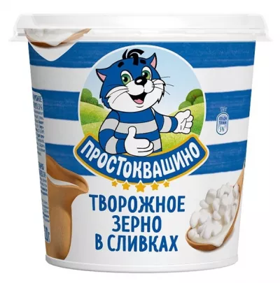 Творожный продукт ПРОСТОКВАШИНО творожное зерно в сливках 320 г 5%