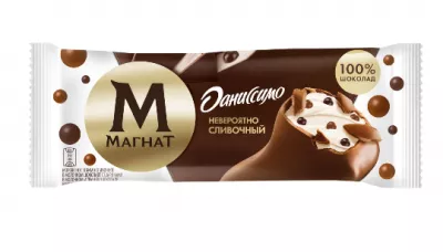 Мороженое МАГНАТ ДАНИССИМО "Невероятно сливочный" сливочное в молочном шоколаде с шариками в молочном и темном шоколаде 62 г 8%