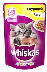 Корм для кошек WHISKAS рагу с курицей для котят 75 г
