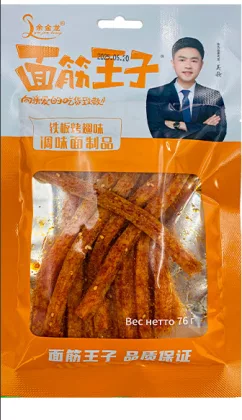 Снек соевый YU JIN LONG "Мучные полоски" острые со вкусом куриных крылышек барбекю 76 г