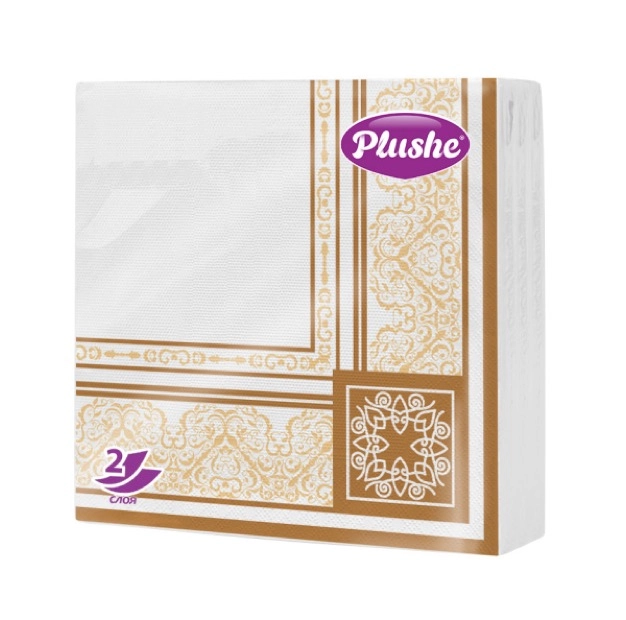Салфетки Бумажные 33 Plushe Premium Decor 2 слоя, 20 листов, белый (Ассорти) (Коричневый)