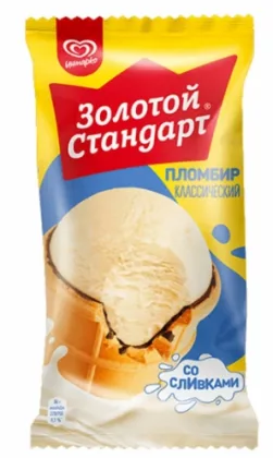 Мороженое ЗОЛОТОЙ СТАНДАРТ "Пломбир" на цельном молоке и сливках 95 г