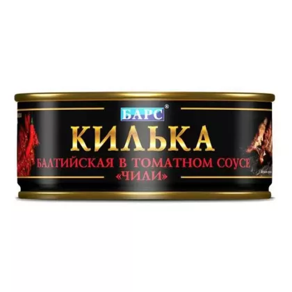 Килька БАРС балтийская неразделанная в томатном соусе Килька БАРС балтийская неразделанная в томатном соусе "чили" 250 г
