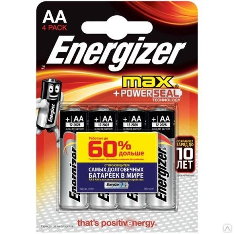 Батарейка AA Energizer LR6 Max (4-BL) (58267) 4шт.