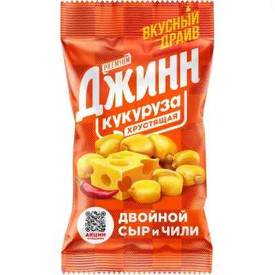 Кукуруза ДЖИНН жареная со вкусом двойного сыра и чили 35 г