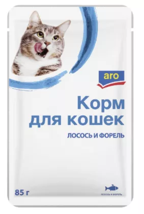 ARO с лососем и форелью в соусе 85 г