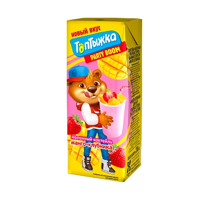 Молочный коктейль ТОПТЫЖКА "Манго-клубника" 200 мл 2%