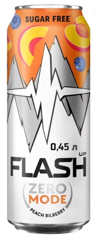 Напиток тонизирующий FLASH UP Zero Mode Peach Bilberry 0.45 л