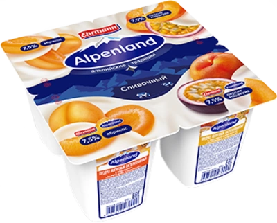 Йогуртный продукт ALPENLAND "Сливочный" абрикос-персик-маракуйя 95 г 7,5%
