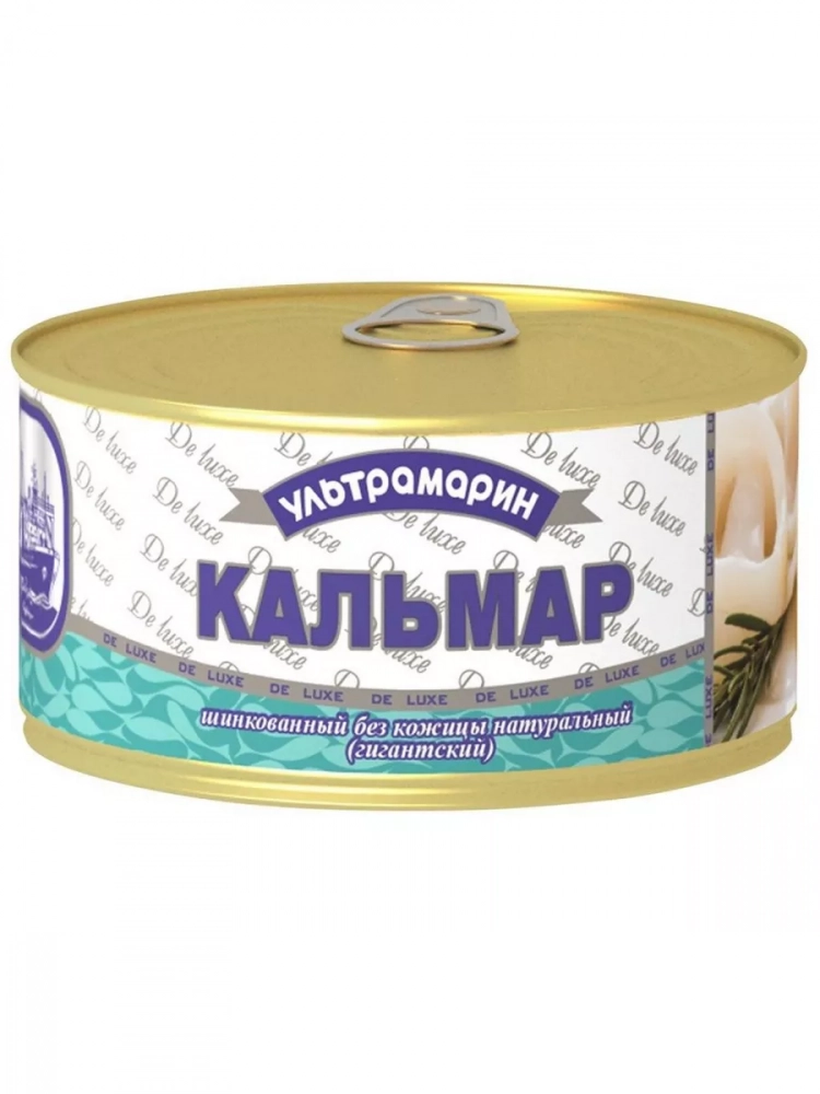 Кальмар УЛЬТРАМАРИН натуральный шинкованный без кожицы &laquo;Гигант&raquo; 185 г, банка с ключом