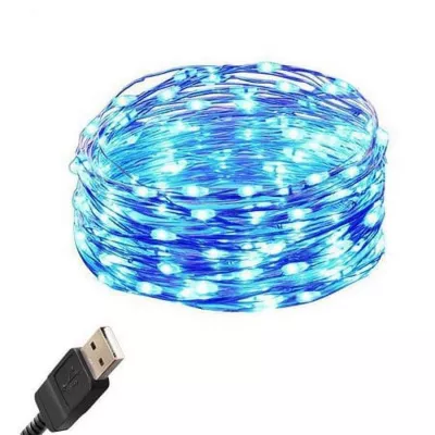 Гирлянда Роса 10 м медный провод с USB (Синий)