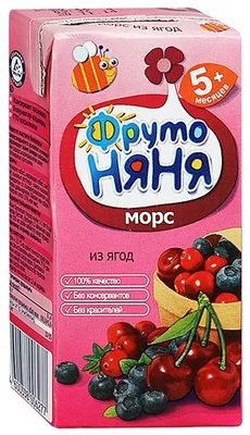 ФрутоНяня Морс клюква, черника, вишня 5+ мес. уп. 200мл