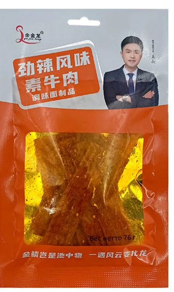 Снек соевый YU JIN LONG "Мучные полоски" со вкусом пряной говядины 76 г