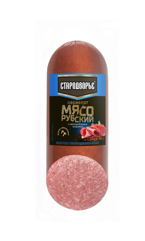Колбаса СТАРОДВОРЬЕ "Сервелат Мясорубский" с мелкорубленным окороком 350 г