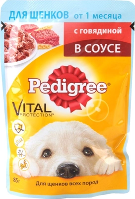 PEDIGREE с говядиной в соусе для щенков  от 1 месяца 85 г