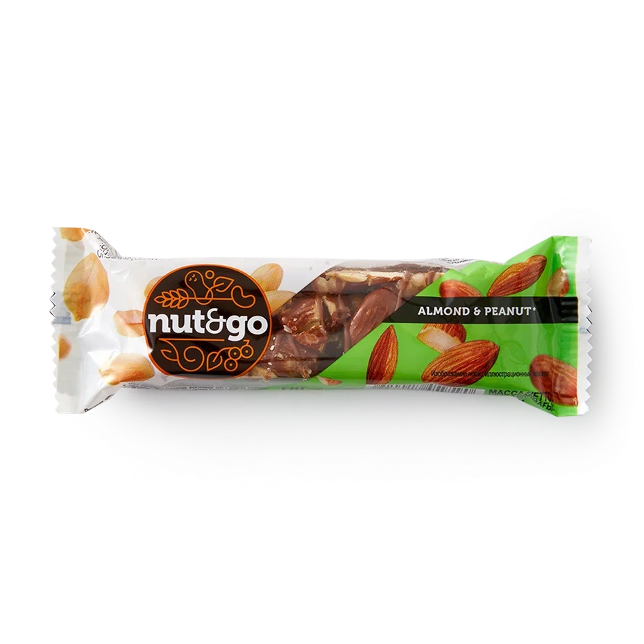 Батончик NUT&GO "Almond & peanut" миндально-арахисовый 36 г