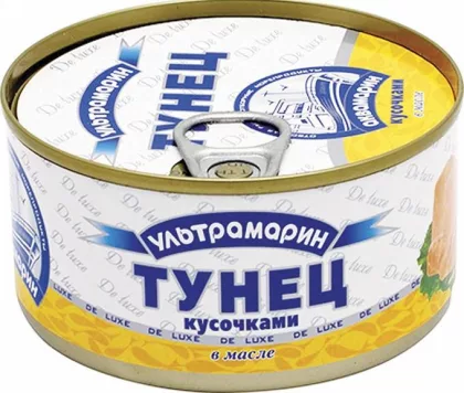 Тунец УЛЬТРАМАРИН кусочками в масле 185 г