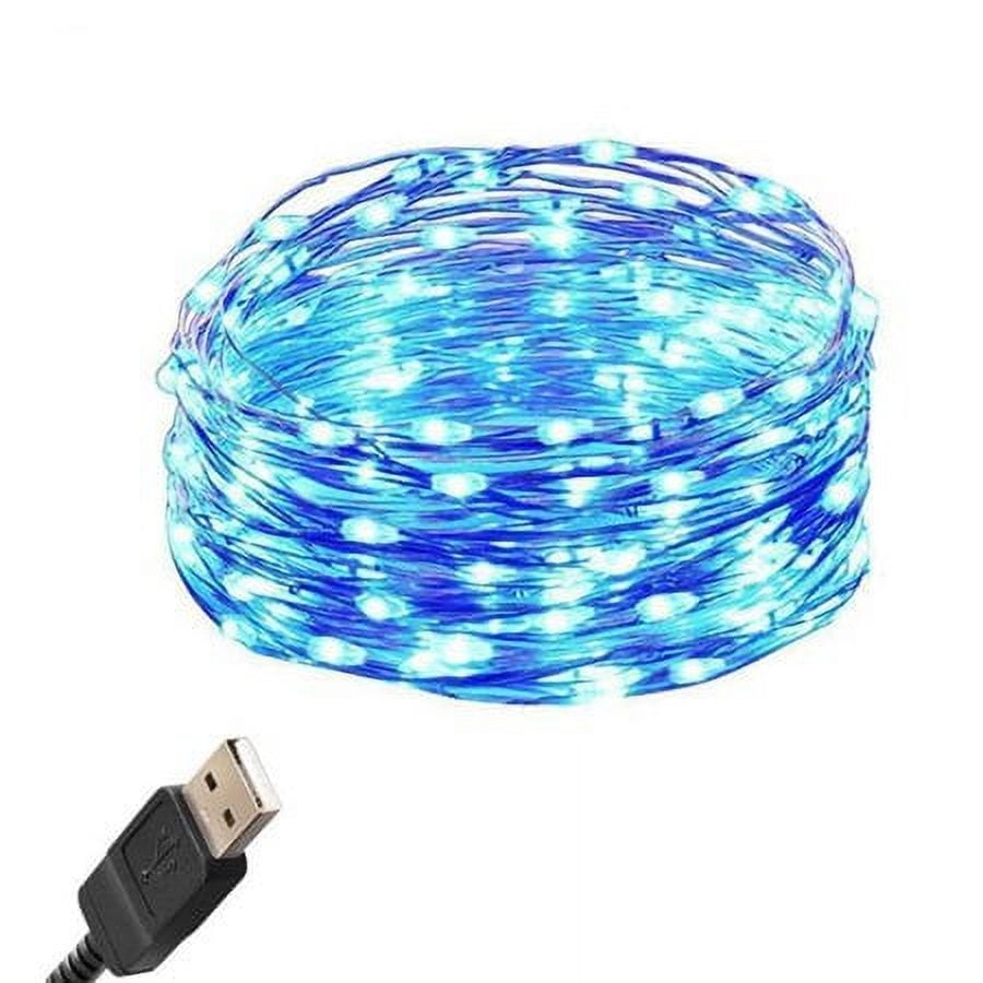 Гирлянда Роса 10 м медный провод с USB (Синий)