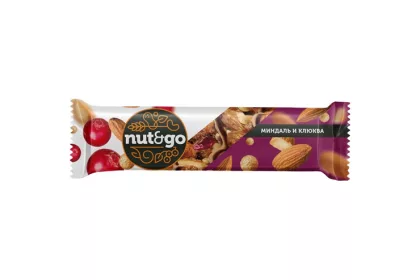 Батончик NUT&GO миндаль и клюква глазированный 36 г