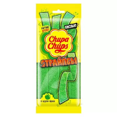 Мармелад жевательный CHUPA CHUPS "Кислые страйпсы" со вкусом яблока 120 г