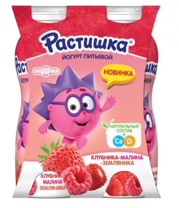 Йогурт питьевой РАСТИШКА с клубникой, малиной и земляникой 90 г