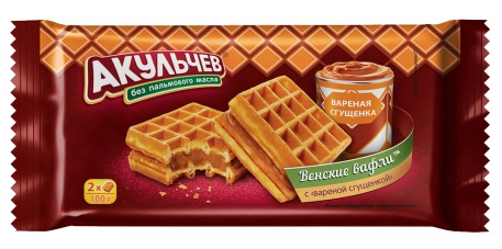 Вафли АКУЛЬЧЕВ "Венские" с вареной сгущенкой 100 г