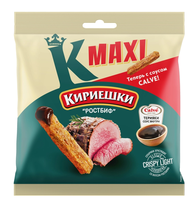Сухарики КИРИЕШКИ "Maxi. Ростбиф" + соус терияки 50 г