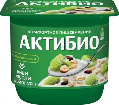 Биойогурт АКТИБИО с киви и мюсли 130 г 3%