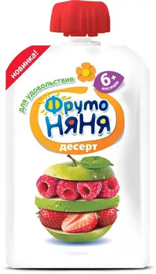 Десерт фруктовый ФРУТОНЯНЯ из яблок клубники и малины с 6 месяцев 90 г Десерт фруктовый ФРУТОНЯНЯ из яблок клубники и малины с 6 месяцев 90 г