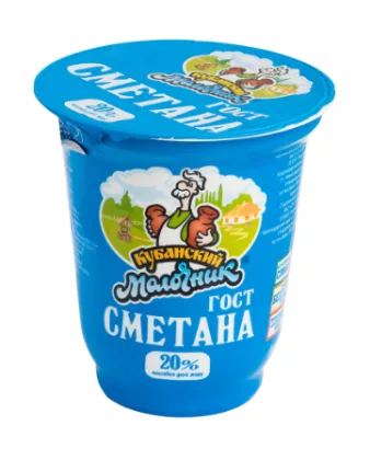 Сметана КУБАНСКИЙ МОЛОЧНИК 20% 300 г стакан