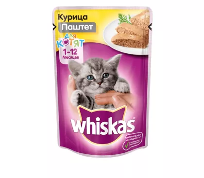 WHISKAS паштет с курицей для котят 75 г