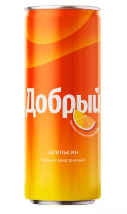 Напиток ДОБРЫЙ со вкусом апельсина газированный 0,33л ж/б Напиток ДОБРЫЙ со вкусом апельсина газированный 0,33л ж/б