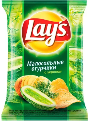 Чипсы LAYS "Малосольные огурчики с укропом" 140 г