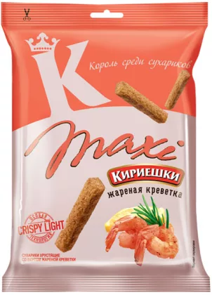 Сухарики КИРИЕШКИ Maxi кукурузно-ржаные жареная креветка 60 г