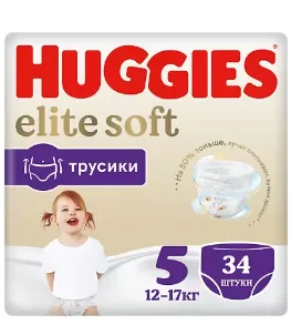 Huggies Elite Soft  Подгузники трусики р. 5 (12-17кг) уп. 34