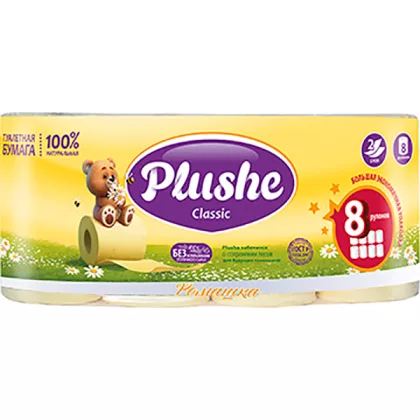 Бумага туалетная PLUSHE "Classic" ромашка двухслойная 8 шт.
