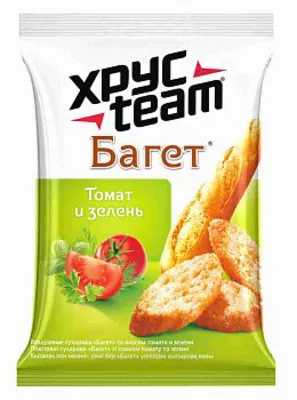 Сухарики ХРУСTEAM "Багет" пшеничные томат и зелень 60 г