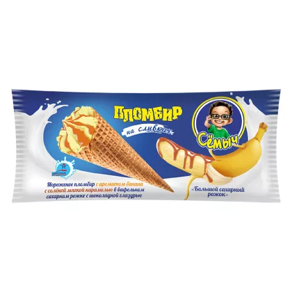 Мороженое ЗДОРОВЫЕ ПРОДУКТЫ "Семыч" банан-карамель 125 г