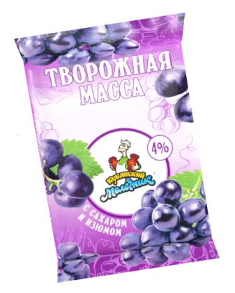 Масса творожная КУБАНСКИЙ МОЛОЧНИК с сахаром и изюмом 180 г 4%