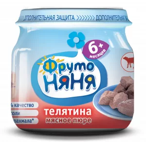 ФрутоНяня Пюре телятина 6+ мес. бан. 80г