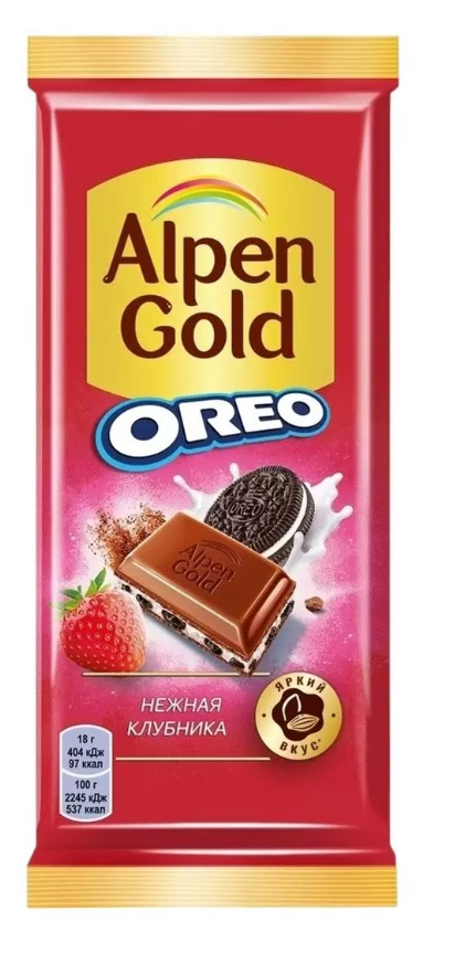 Шоколад ALPEN GOLD "Oreo" нежная клубника 85 г