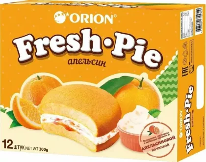 Пирожное ORION "Fresh Pie" бисквитное с апельсиновой начинкой 300 г